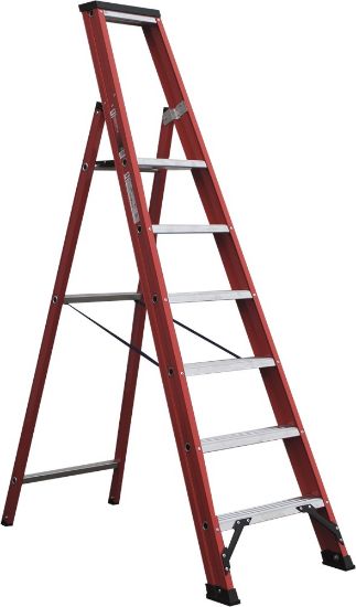 Afbeeldingen van KELFORT Plateautrap ALU/rood 6 treden 1,5M