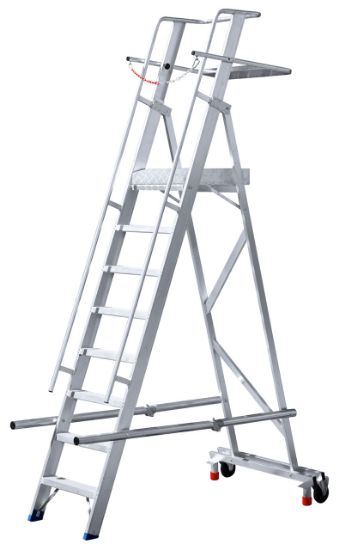 Afbeeldingen van Mobiele magazijntrap Easy inklapbaar 8 treden