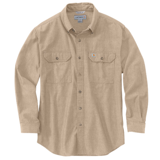 Afbeeldingen van CARHARTT T-shirt lange mouwen Loose Chambray 104368 dark tan chambray XL