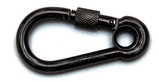 Afbeeldingen van Karabijnhaak + kous & schroef RVS316 100X10MM