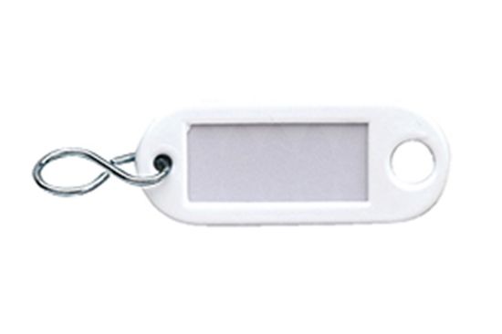 Afbeeldingen van DX Sleutellabel met ophangoog & S-haak kunststof wit