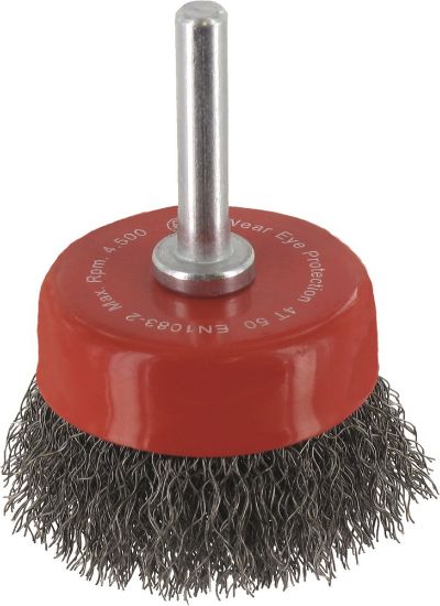 Afbeeldingen van ROTEC Komborstel op stift 6MM gegolfd staaldraad 50X0,2MM