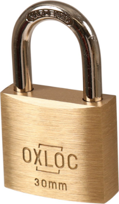 Afbeeldingen van OXLOC Cilinderhangslot EV messing laag 30MM KD30