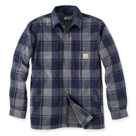 Afbeeldingen van CARHARTT Overhemd flannel sherpa geruit 105939 navy 2XL