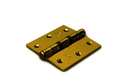 Afbeeldingen van DX Kogellagerscharnier rechte hoeken + pen staal vermessingd