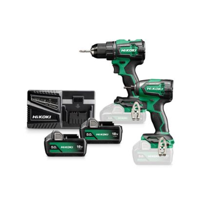 Afbeeldingen van HIKOKI KC18DE WBZ, DS18DE ACCU BOOR-SCHROEFMACHINE 70 Nm en WH18DE SLAGSCHROEVENDRAAIER 1/4" 18V, BL, 172 Nm, MV, 2x 18V 5,0Ah in HSC III