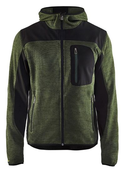 Afbeeldingen van BLÅKLÄDER Gebreid vest met softshell 4930 army groen/zwart M