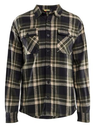 Afbeeldingen van BLÅKLÄDER Overhemd flanel 3288 donker herfstgroen/zwart 2XL