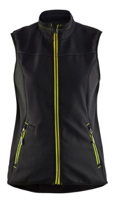 Afbeeldingen van BLÅKLÄDER Softshell bodywarmer dames 3851 zwart/High Vis geel 2XL