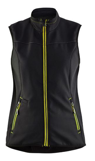 Afbeeldingen van BLÅKLÄDER Softshell bodywarmer dames 3851 zwart/High Vis geel XL