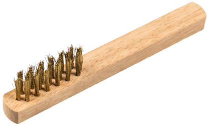 Afbeeldingen van Bougieborstel 3-rijig met houten handvat 0,17MM messing geplooid 45X17X145MM