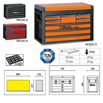 Afbeeldingen van BETA Gereedschapskist antracietgrijs RSC23C-A 8 laden