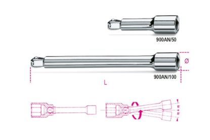 Afbeeldingen van BETA Verlengstuk ¼" zwenkbaar 100MM 900AN/100