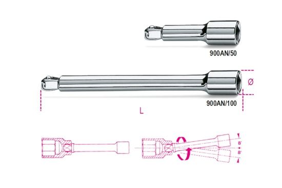Afbeeldingen van BETA Verlengstuk ¼" zwenkbaar 100MM 900AN/100