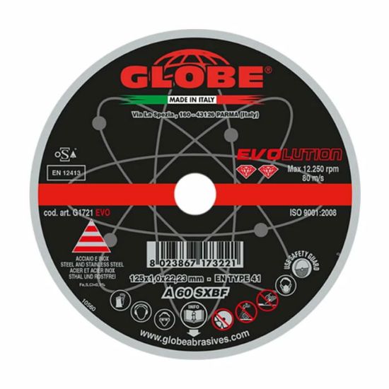 Afbeeldingen van GLOBE Doorslijpschijf G1721-EVO RVS A-60-SX 125X1,0X22,2MM