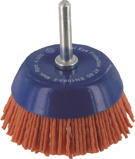 Afbeeldingen van ROTEC Komborstel op stift 6MM nylondraad K80 65X1,2MM