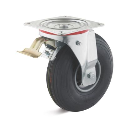 Afbeeldingen van TORWEGGE Zwenkwiel luchtband met plaat en rem LRS1 260X85MM h=295MM 200kg