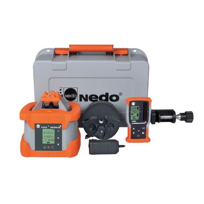 Afbeeldingen van NEDO Rotatielaser PRIMUS 2 H2N inclusief laserontvanger COMMANDER 2 H2N (laserontvanger met radiografische afstandsbediening), Heavy-Duty baakklem, Quick-Fix, accu's, lader en koffer laser-klasse 2 472031-632