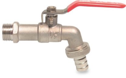 Afbeeldingen van PROFEC Kogelkraan met slangwartel type 120 messing vernikkeld ½"X12MM buitendraad/slangtule 10bar