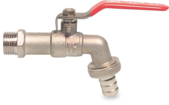 Afbeeldingen van PROFEC Kogelkraan met slangwartel type 120 messing vernikkeld ¾"X19MM buitendraad/slangtule 10bar