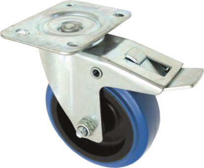 Afbeeldingen van KELFORT Zwenkwiel blauw EV met rollager 100MM + rem