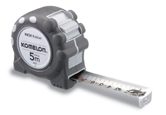 Afbeeldingen van KOMELON Rolmaat INOX Rubber 5M 19MM RVS/nylon