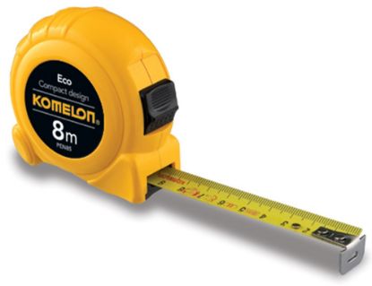 Afbeeldingen van KOMELON Rolmaat Eco 8M 25MM staal gelakte band in gele ABS kast