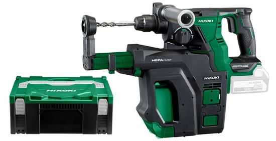 Afbeeldingen van HIKOKI Accu boorbreekhamer DH18DBLW2DZ SDS-Plus 18V BL 2,2J MV EXCLUSIVE in HSC IV inclusief stofafzuigunit