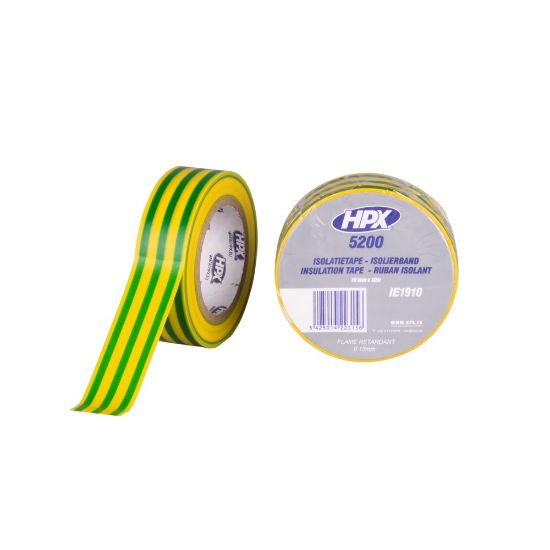Afbeeldingen van Isolatietape PVC geel/groen 19MM 10M
