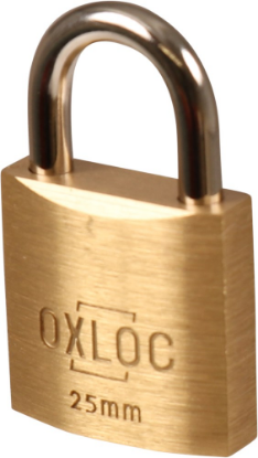 Afbeeldingen van OXLOC Cilinderhangslot EV messing laag 25MM KA2502