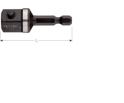 Afbeeldingen van ROTEC Adapter E6,3 > vierkant ½" met stift 50MM 