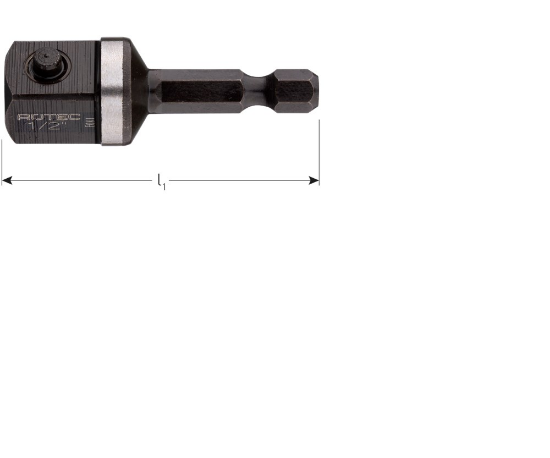 Afbeeldingen van ROTEC Adapter E6,3 > vierkant ½" met stift 50MM 