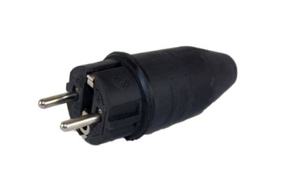 Afbeeldingen van QWATTPRO Stekker RA/PA rubber zwart IP44 220V 2,5MM