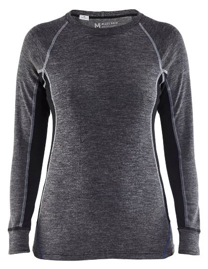 Afbeeldingen van BLÅKLÄDER Onderhemd dames 100% merino WARM 7200 medium grijs/zwart 3XL