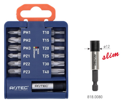 Afbeeldingen van ROTEC Bitclip PRO inclusief bithouder bits PH, PZ en T 13-delig BASIC