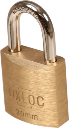 Afbeeldingen van OXLOC Cilinderhangslot EV messing laag 20MM KD20