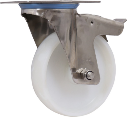 Afbeeldingen van KELFORT Zwenkwiel wit RVS met rollager + rem 150MM