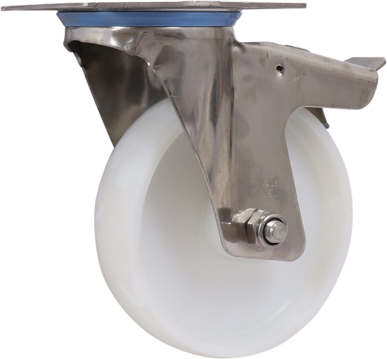 Afbeeldingen van KELFORT Zwenkwiel wit RVS met rollager + rem 150MM