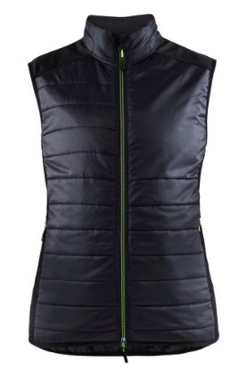 Afbeeldingen van BLÅKLÄDER Bodywarmer gevoerd dames 3864 zwart/High Vis geel 2XL