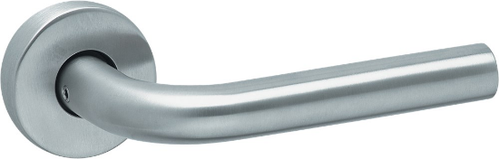 Afbeeldingen van OXLOC Deurkruk + rozet VH L-model Breda RVS PE 37-42MM