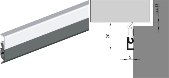Afbeeldingen van KELFORT Tochtprofiel opbouw aluminium bi/bu met spijkergaten 300CM