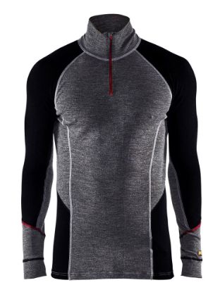 Afbeeldingen van BLÅKLÄDER Onderhemd zip-neck 100% merino XWARM 4699 medium grijs/zwart 2XL