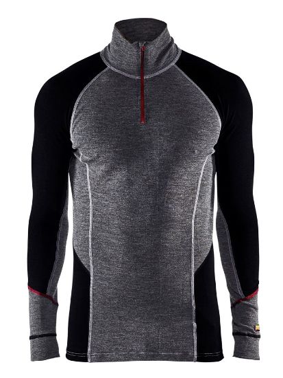 Afbeeldingen van BLÅKLÄDER Onderhemd zip-neck 100% merino XWARM 4699 medium grijs/zwart XL