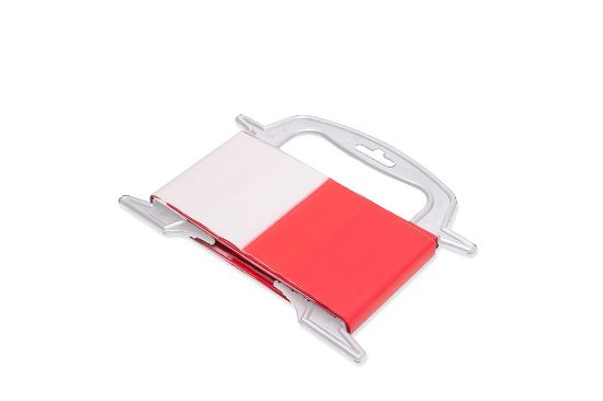 Afbeeldingen van Afzetlint LLD-PE 30µ rood/wit 80MM 25M