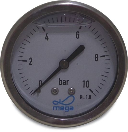 Afbeeldingen van PROFEC Manometer type droog zwart achteraansluiting ¼" 63MM buitendraad 0-16bar