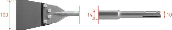 Afbeeldingen van ROTEC Vervangingsset t.b.v. spachtelbeitel SDS-Plus 100X250MM