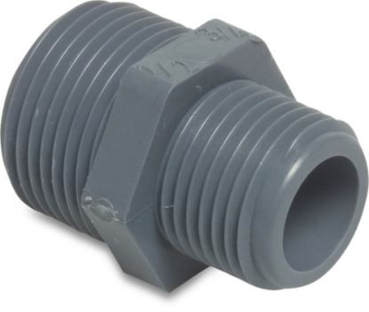 Afbeeldingen van Verloopnippel PP grijs ¾"X½" buitendraad 10bar