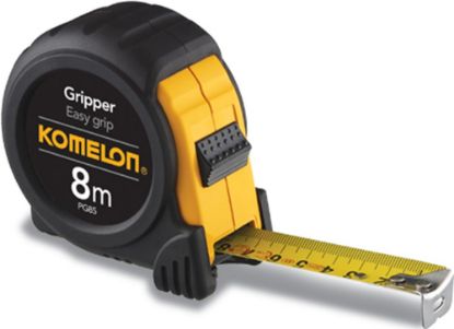 Afbeeldingen van KOMELON Rolmaat Gripper 8M 25MM staal gelakte band in ABS kast/rubber ommanteling