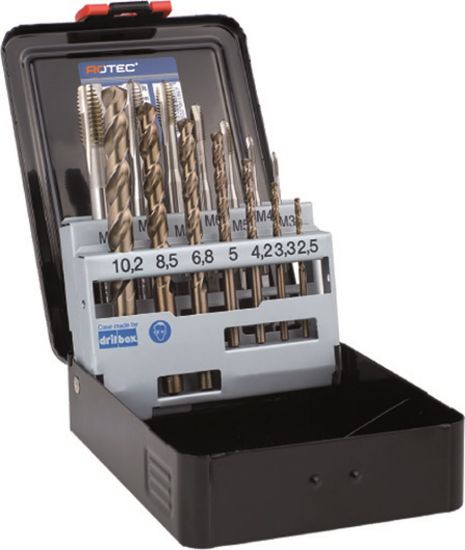 Afbeeldingen van ROTEC Tappen- en borenset 800/110 doorlopend 7+7-delig M3-M12 ABS