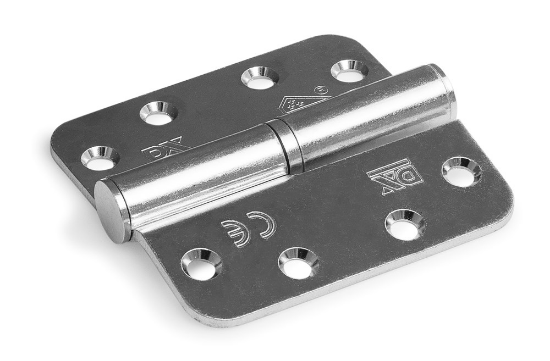 Afbeeldingen van DX Kogelstiftpaumelle rechts ronde hoeken SKG ***® met doorgezette knoop staal VZ 89X89MM